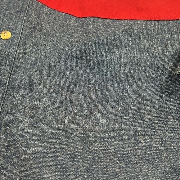 Men’s Large Wrangler Chambray Denim Western USA America Flag Vintage VTG Shirt - Picture 11 of 12